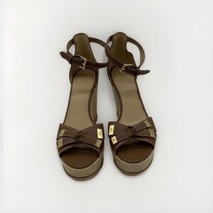 Michael Kors Womens Size 8 1/2 caramel Brown Platform Wedge Sandals